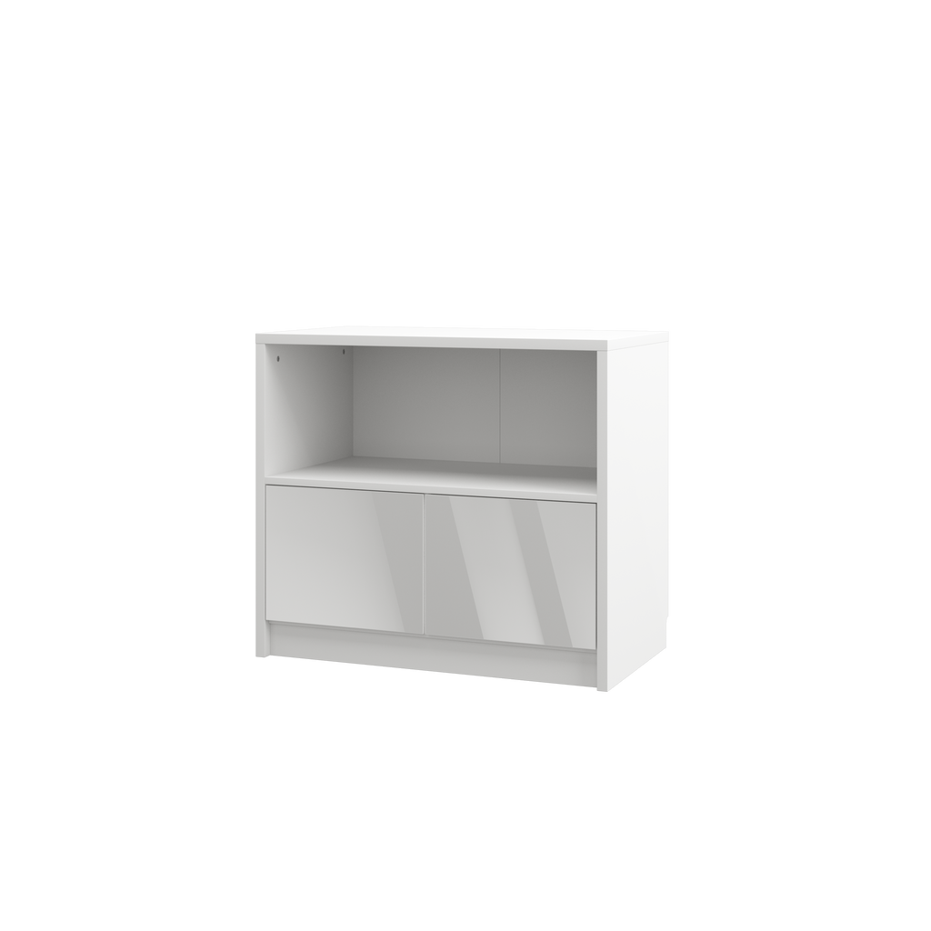 [GS-K-2D-WG] Genius Chest of Drawers with 2 Doors - White Gloss