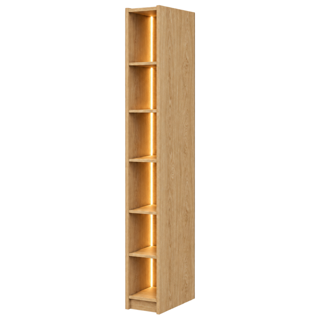 [HFP-PF-LED25-55696488890710] Genius LED Shelving Unit – Six Colour Options, 25 cm - Oiled Oak