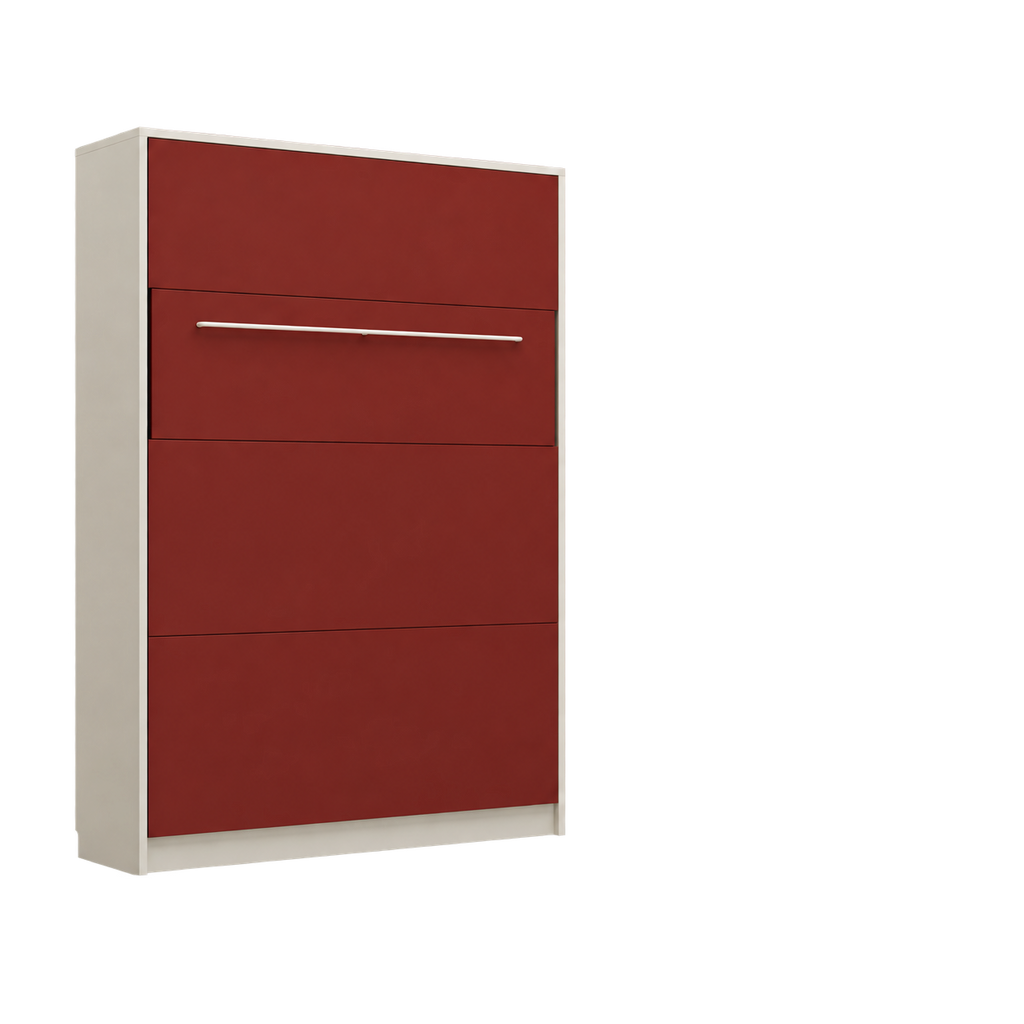 [HFP-GC-160-CASHMERE-C2-P0] GENIUS COMFORT Murphy Bed 160 x 200 cm - Cashmere / Red - No Upholstered Panel