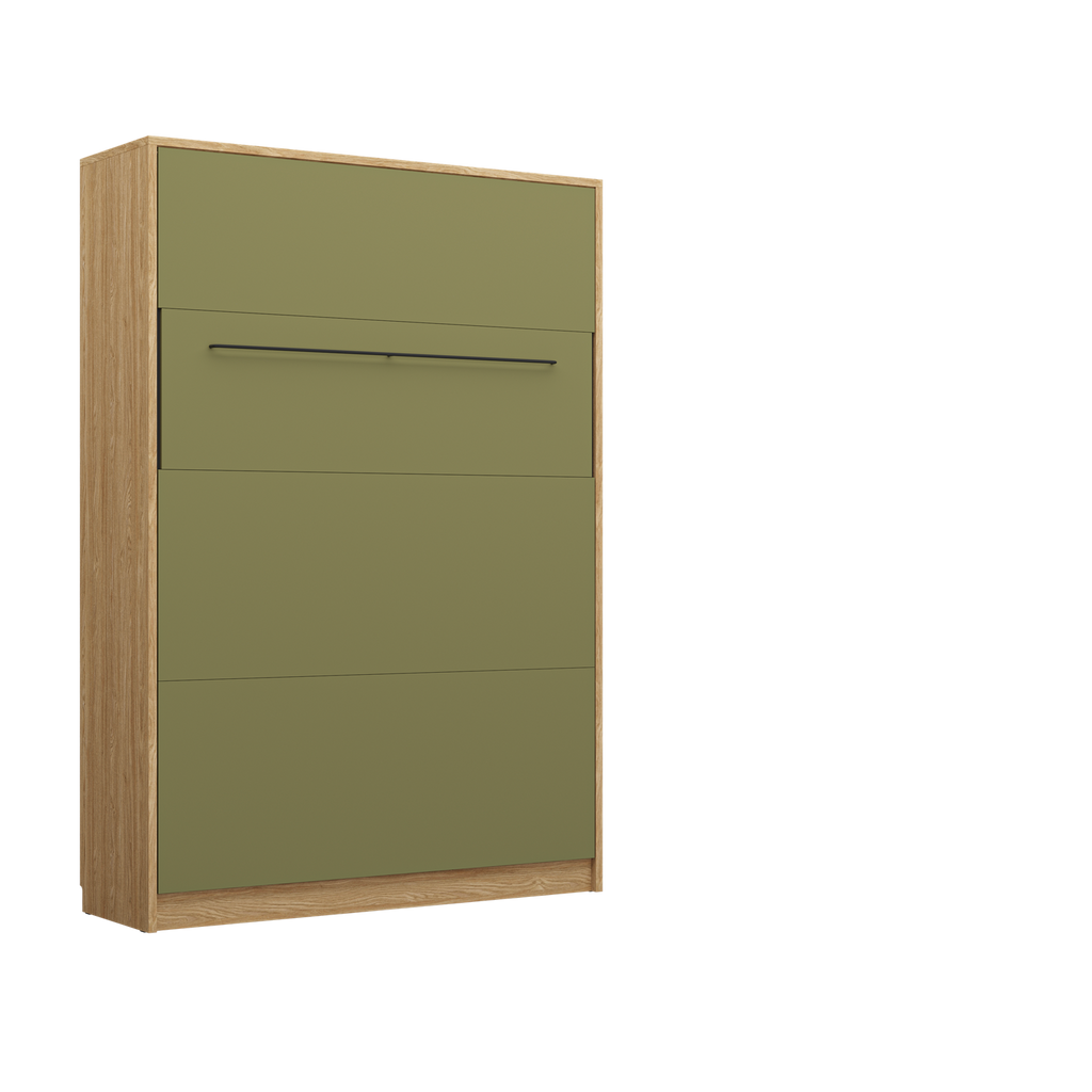 [HFP-GC-160-OILEDOAK-C2-P0] GENIUS COMFORT Murphy Bed 160 x 200 cm - Oiled Oak / Green - No Upholstered Panel