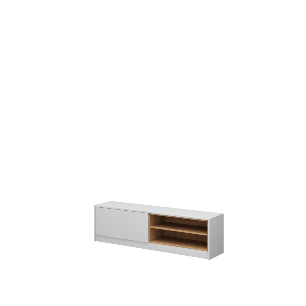 [GS-RTV-1] Genius TV Unit – Two-Tone Finish, 160 cm - White Matt / Oiled Oak