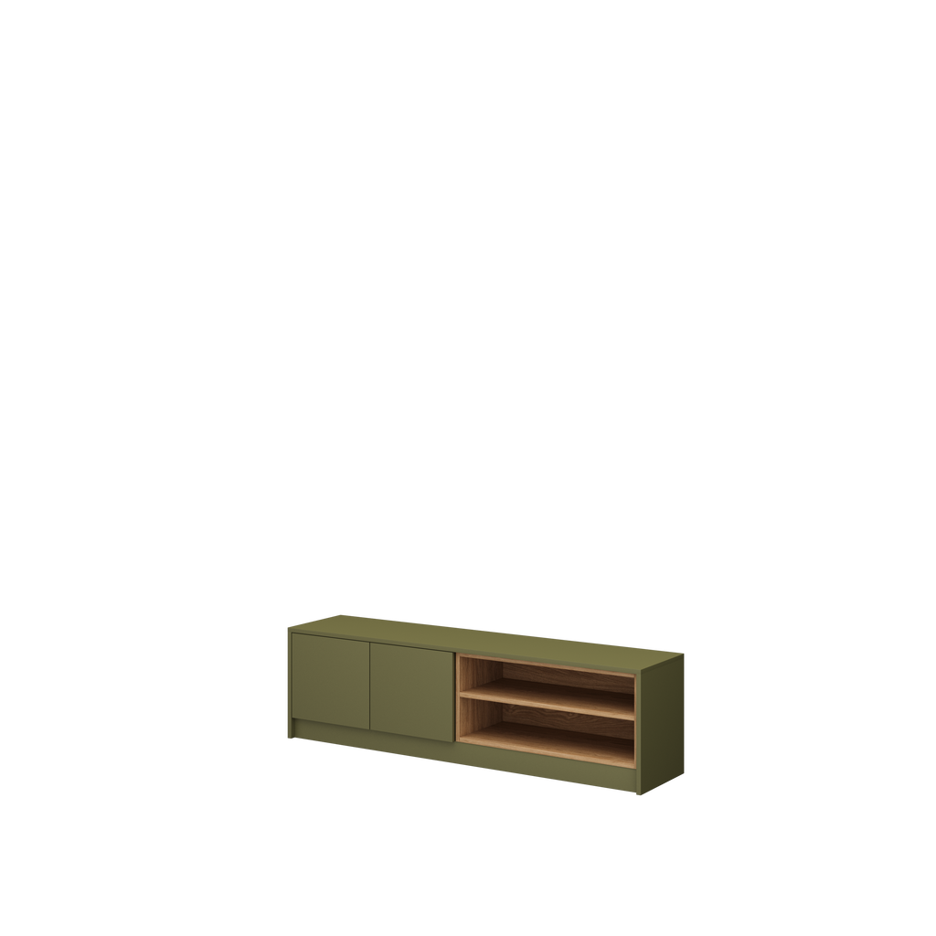 [GS-RTV-2] Genius TV Unit – Two-Tone Finish, 160 cm - Green / Oiled Oak