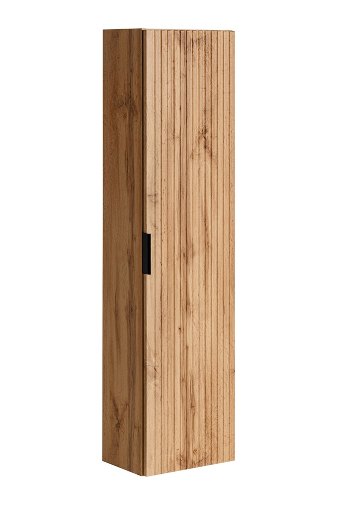 [HFP-PF-54824286224726] Adel Tall Cabinet 1 Door – Wotan Oak, 35x25x140 cm - Silver