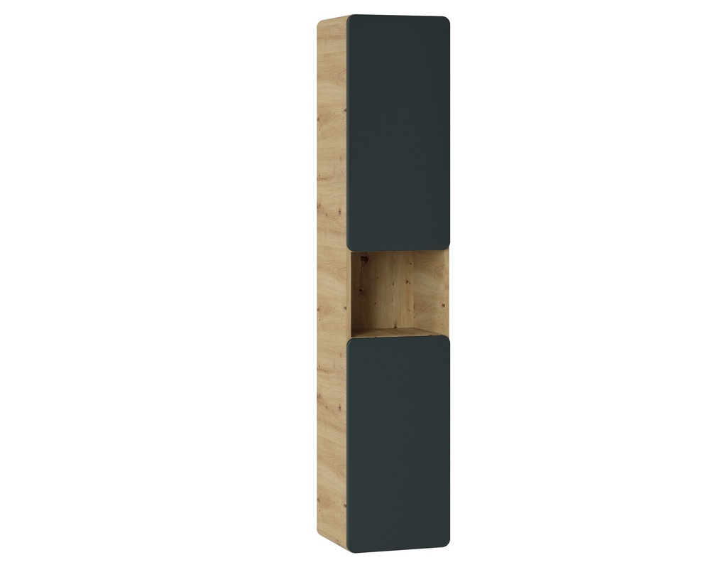 [HFP-PF-53503422497110] Aruba Cosmos 800 – Tall Bathroom Cabinet with 2 Doors, 35 cm – Craft Oak & Cosmos Grey