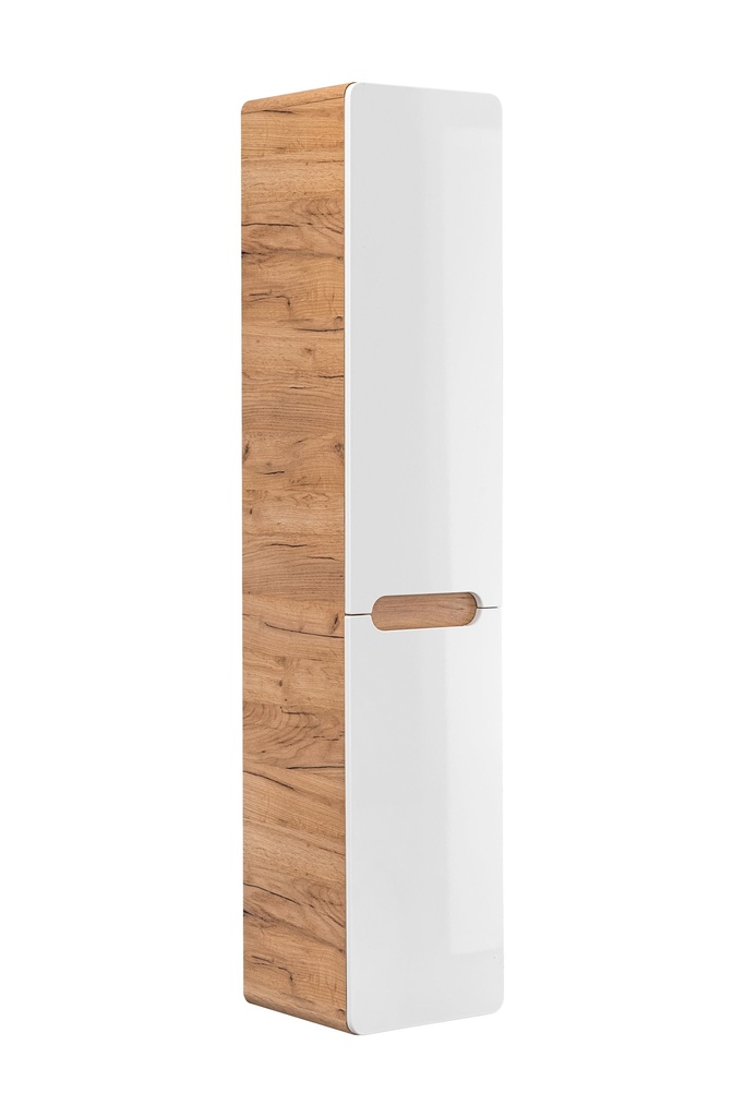 [HFP-PF-54784683344214] Aruba White 804 FSC – Tall Cabinet 2 Doors, White Gloss / Craft Oak, 35x170x35 cm
