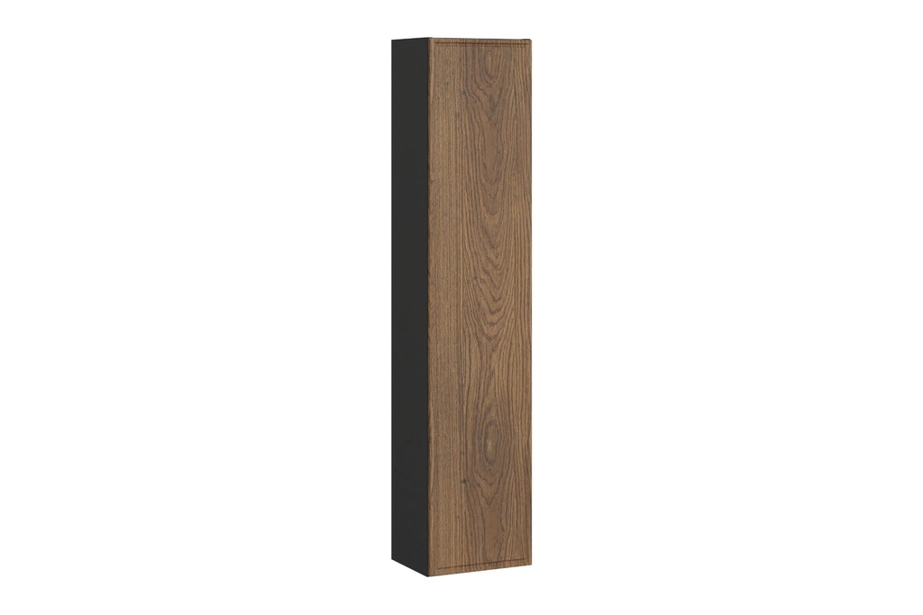 [HFP-PF-54804307837270] Talia Casella Tall Cabinet – Matt Black, Casella Oak, 30x25.5x140 cm