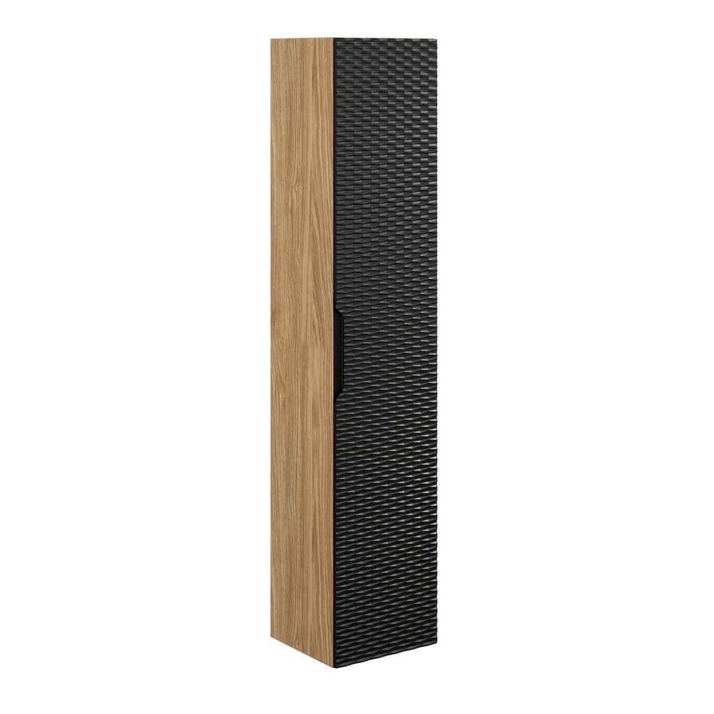 [HFP-PF-54922581934422] Ocean Tall Cabinet – Black Matt / Oiled Oak, 35 cm