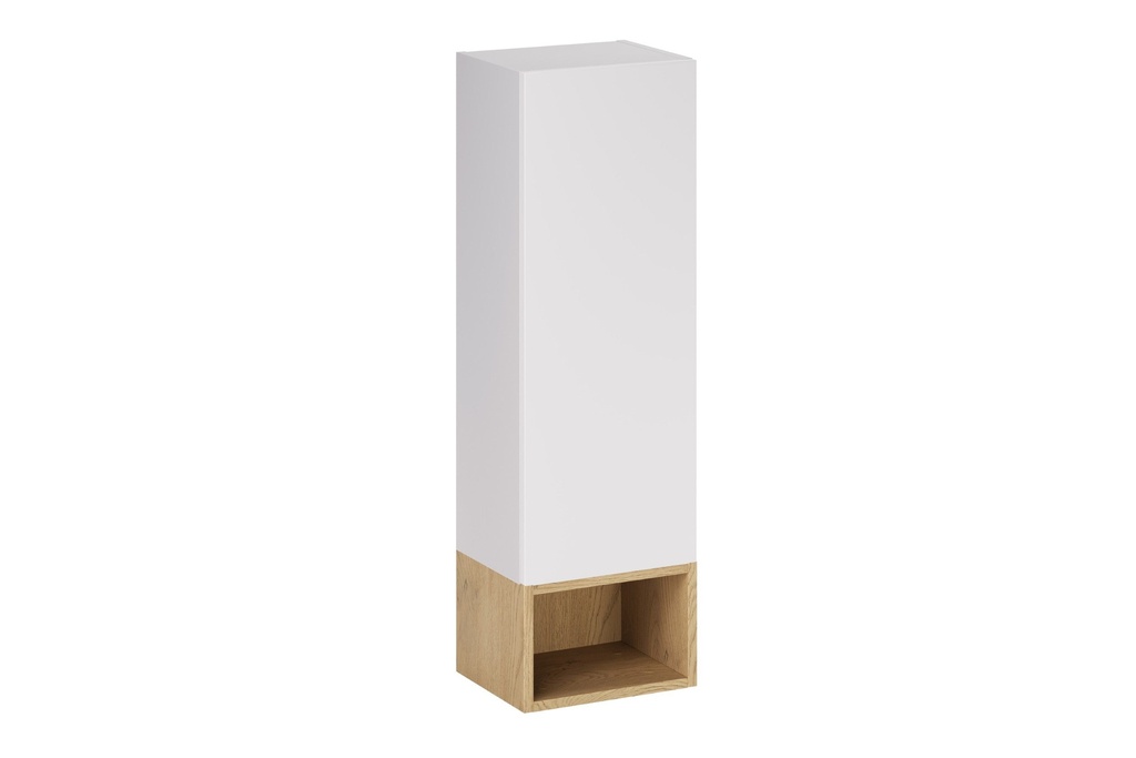 [HFP-PF-54698762633558] Aster White Wall-Hung Cabinet 1 Door + Cremona UN Open Shelf – White Matt / Oak, 30 cm Set