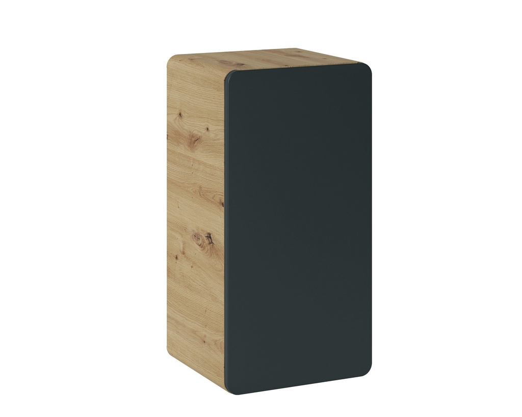 [HFP-PF-53503583224150] Aruba Cosmos 810 – Wall-Mounted Side Cabinet with 1 Door, 35 cm – Craft Oak & Cosmos Grey