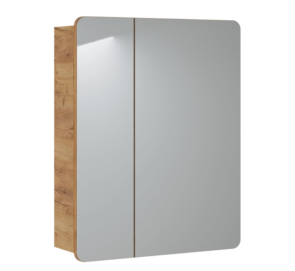 [HFP-PF-53502941462870] Aruba 841 – Mirror Cabinet with 2 Doors, 60 cm – Golden Craft Oak