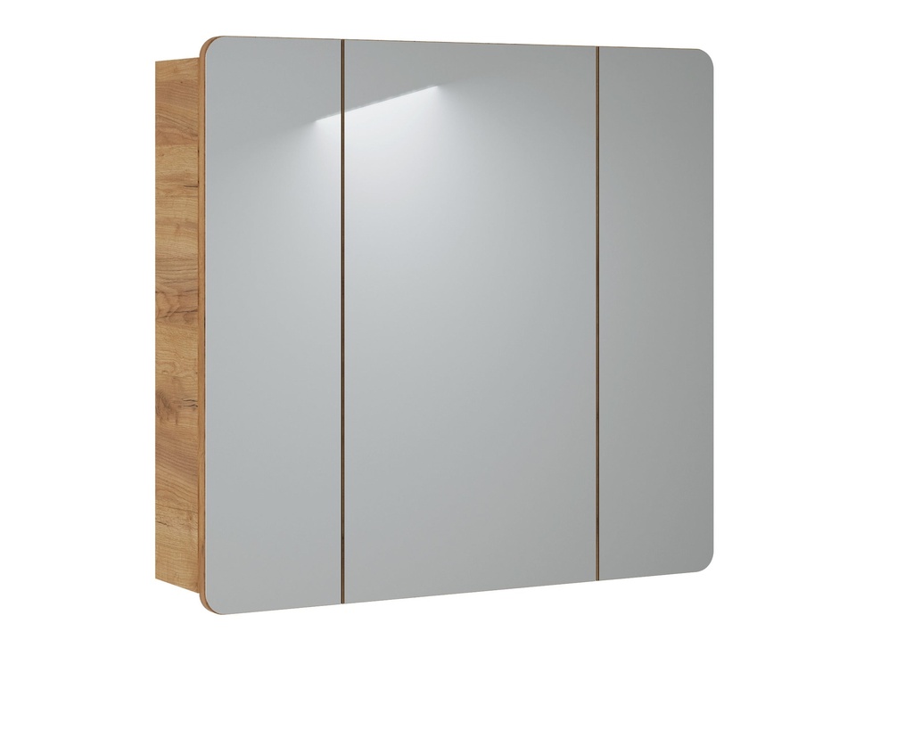 [HFP-PF-53503267438934] Aruba 843 – Mirror Cabinet with 3 Doors, 80 cm – Golden Craft Oak