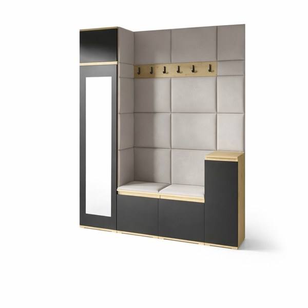 [HFP-PF-HW-52460237783382] INSTALLATION SERVICE FOR PK Emi 29 Hallway Wardrobe Aristan Oak/Black - Upholstered Panels in Various Colours