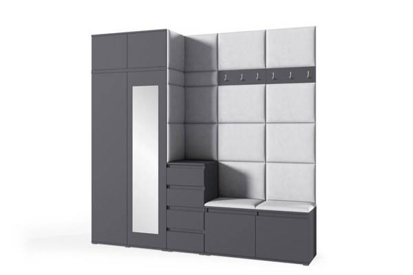 [HFP-PF-HW-52469803254102] INSTALLATION SERVICE FOR PK Emi 33 Hallway Wardrobe Graphite - Upholstered Panels in Various Colours | without mirror