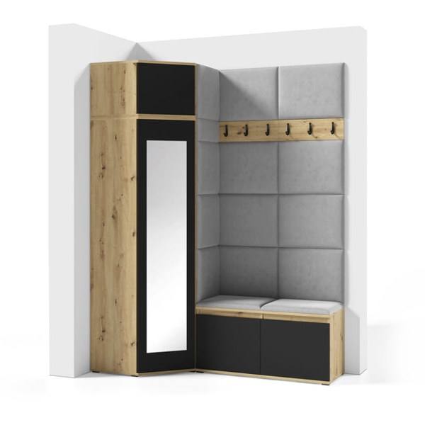 [HFP-PF-HW-52484902256982] INSTALLATION SERVICE FOR PK Emi 37 Hallway Wardrobe Aristan Oak\Black- Upholstered Panels in Various Colours | without mirror