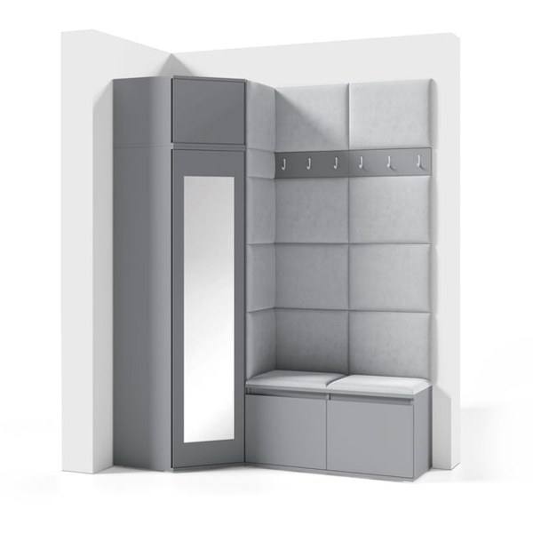 [HFP-PF-HW-52484841374038] INSTALLATION SERVICE FOR PK Emi 37 Hallway Wardrobe Graphite - Upholstered Panels in Various Colours | without mirror