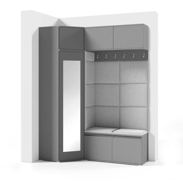 [HFP-PF-HW-52487425360214] INSTALLATION SERVICE FOR PK Emi 38 Hallway Wardrobe Graphite - Upholstered Panels in Various Colours | without mirror