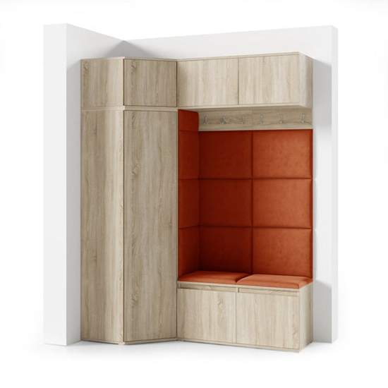 [HFP-PF-HW-52487810908502] INSTALLATION SERVICE FOR PK Emi 38 Hallway Wardrobe Sonoma Oak - Upholstered Panels in Various Colours | without mirror