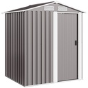 Outsunny Garden Metal Tool Storage Shed with Sliding Door, Sloped Roof and Foundation Kit, 152 x 132 x 188cm, Grey