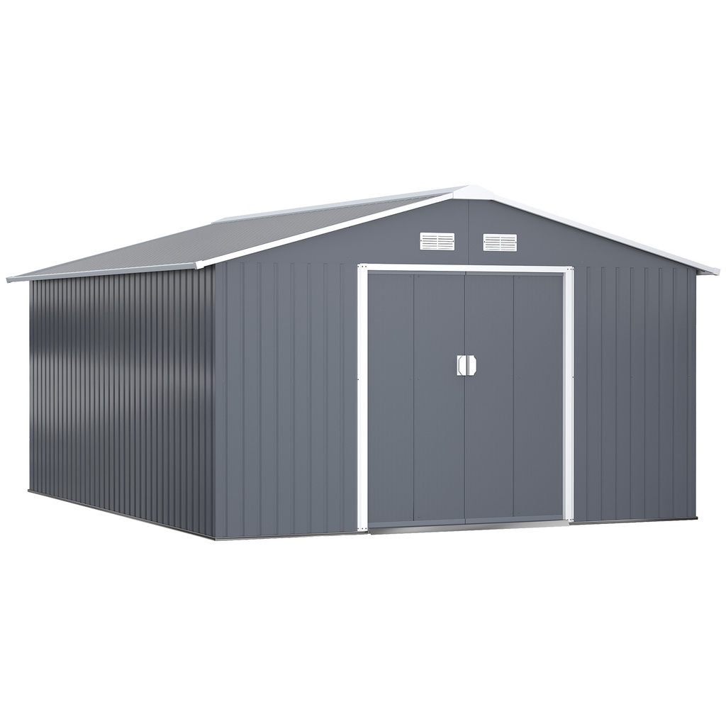 Outsunny 13 x 11ft Garden Shed, Grey (Product Only - No assembly)