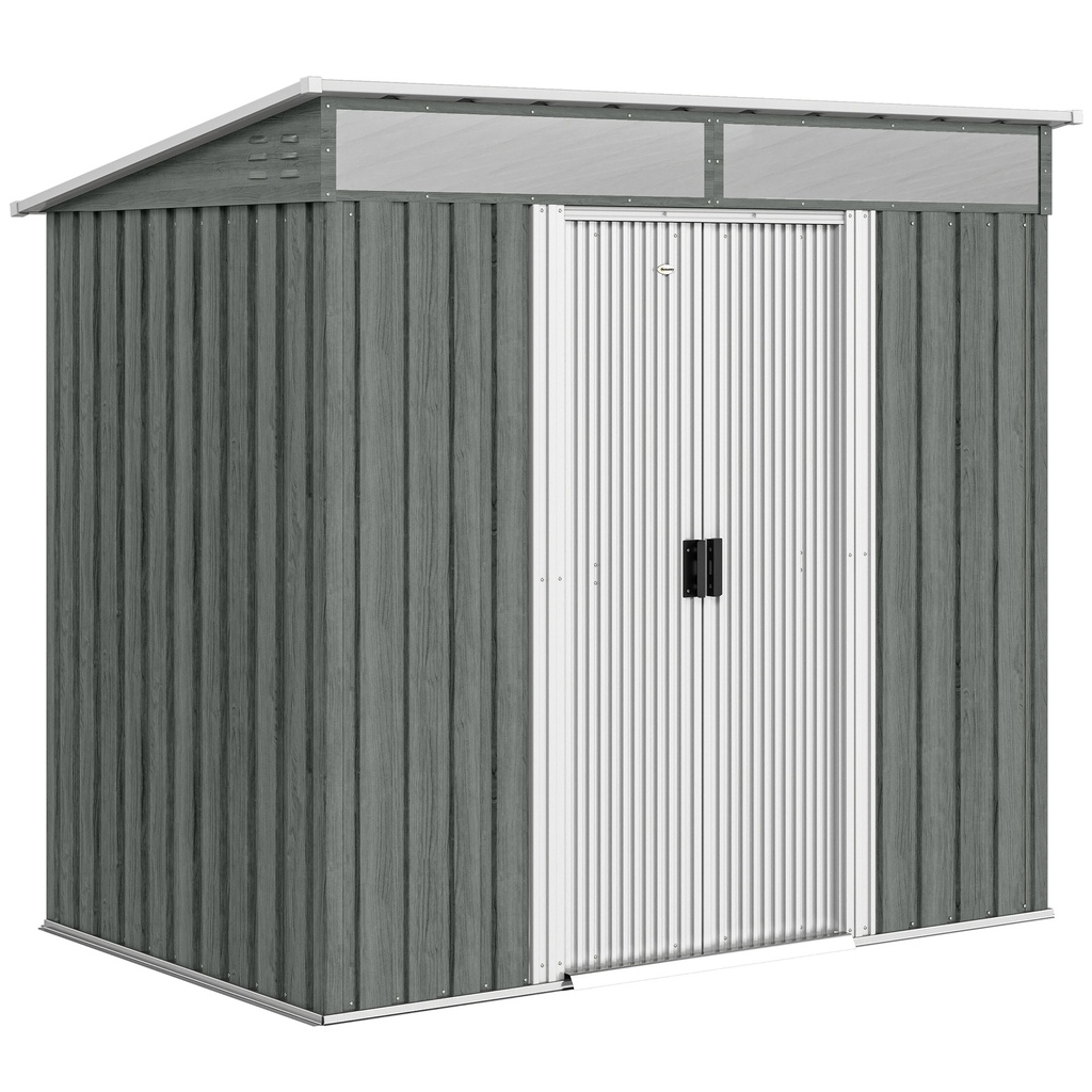 Outsunny 6.5 x 4ft Garden Shed, Light Grey
