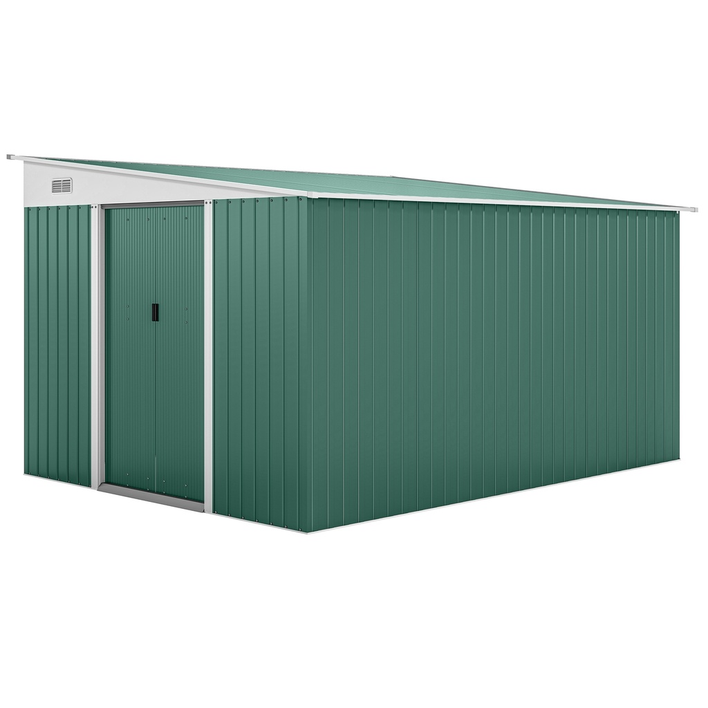 Outsunny 11.3 x 9.2ft Garden Shed, Green