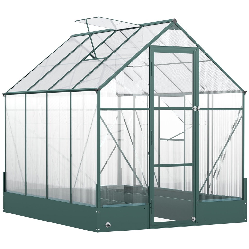 Outsunny 6 x 8ft Polycarbonate Greenhouse, Green