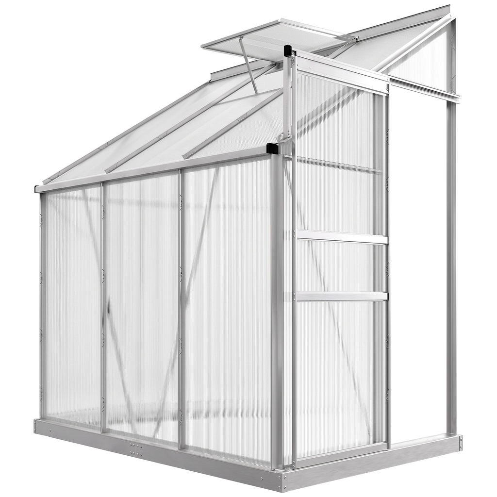 Outsunny 6 x 4ft Lean-to Greenhouse, Silver