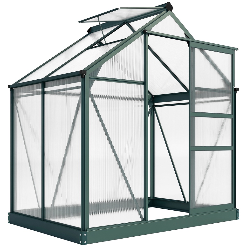 Outsunny 6 x 4ft Polycarbonate Greenhouse, Dark Green (Product Only - No assembly)