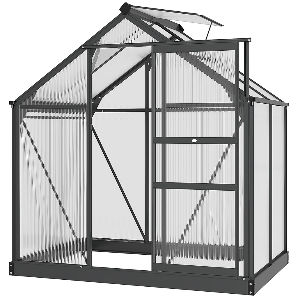 Outsunny 6 x 4ft Polycarbonate Greenhouse, Grey