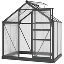 Outsunny 6 x 4ft Polycarbonate Greenhouse, Grey