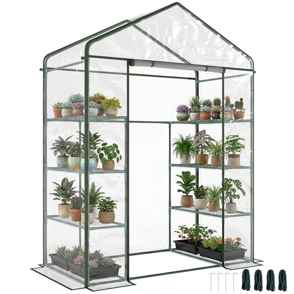 Outsunny 143 x 73cm Walk-in Greenhouse, Green / Clear (Product Only - No assembly)