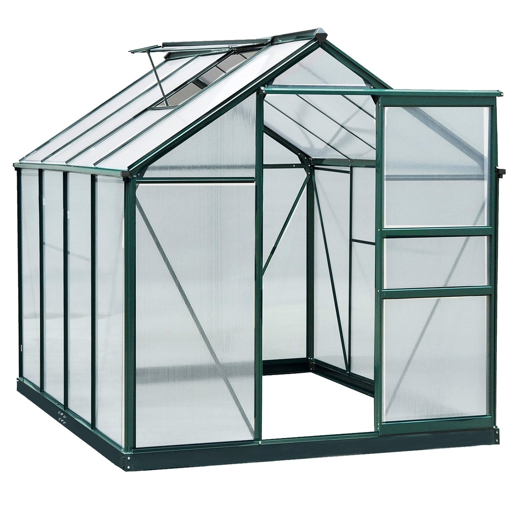 Outsunny 6 x 8ft Polycarbonate Greenhouse, Dark Green (Product Only - No assembly)