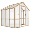 Outsunny 6.6 x 6ft Wooden Greenhouse, Brown