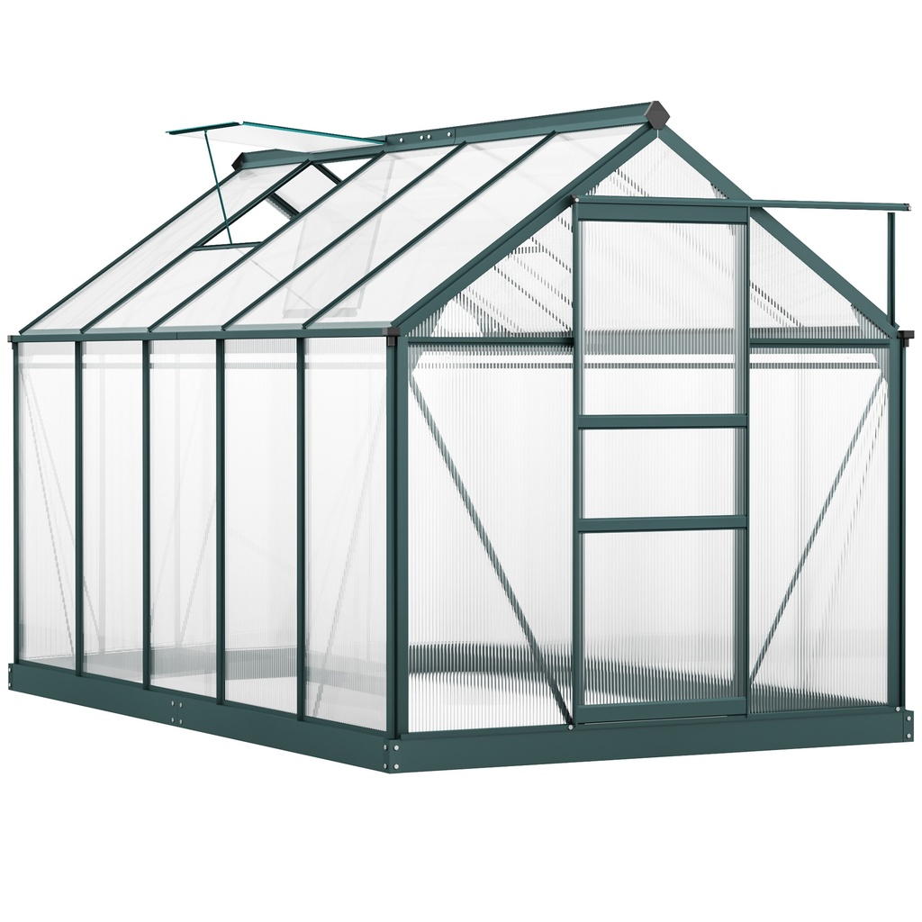 Outsunny 6 x 10ft Polycarbonate Greenhouse, Dark Green (Product Only - No assembly)