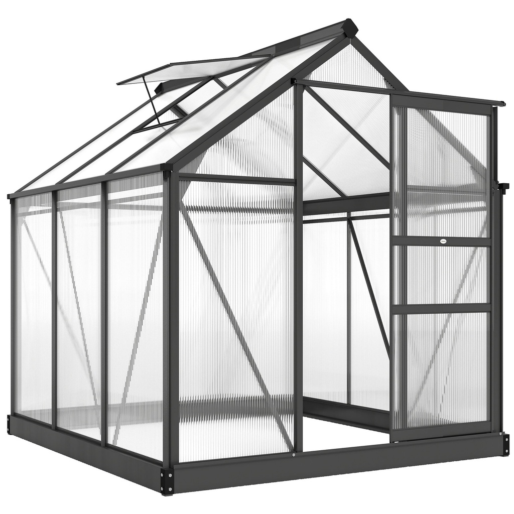Outsunny 6 x 6ft Polycarbonate Greenhouse, Grey (Product Only - No assembly)