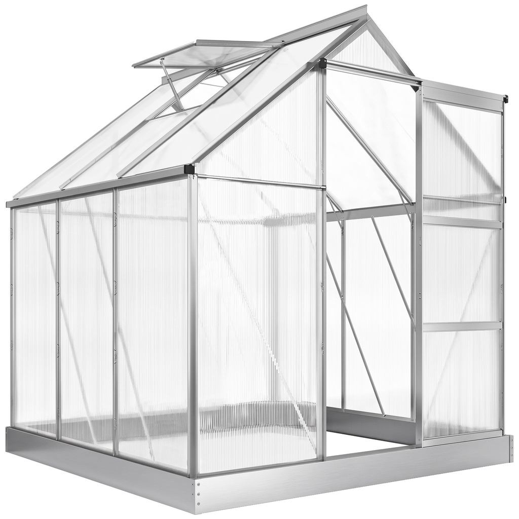 Outsunny 6 x 6ft Polycarbonate Greenhouse, Silver (Product Only - No assembly)