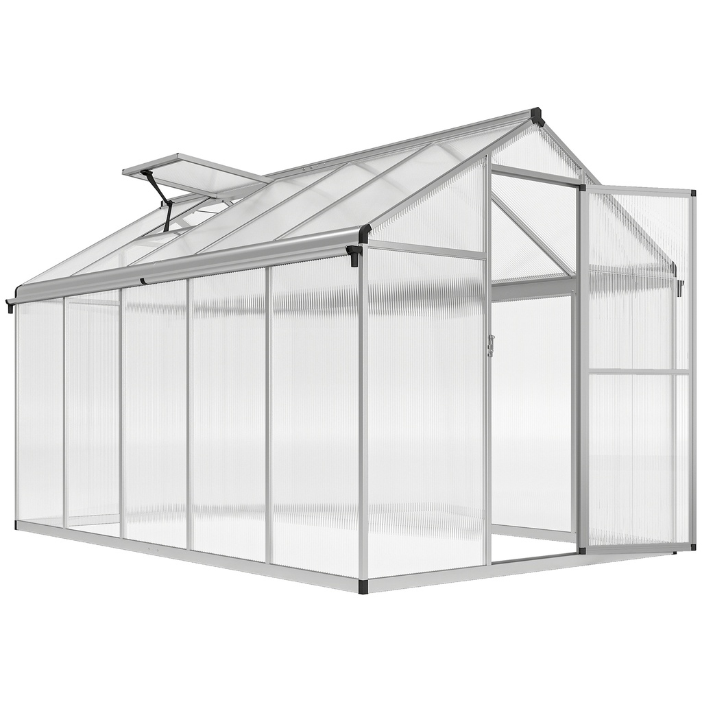 Outsunny 10 x 6ft Polycarbonate Greenhouse, Silver (Product Only - No assembly)