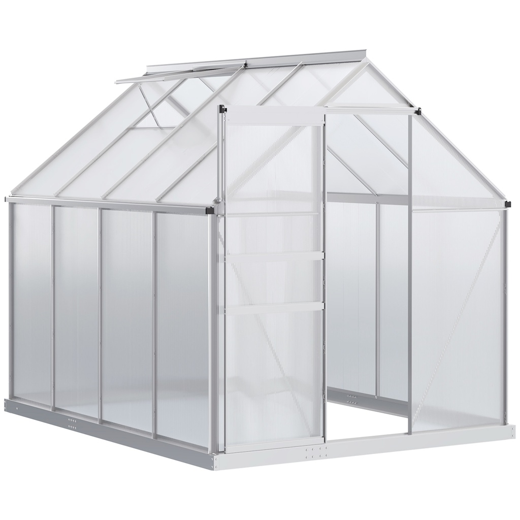 Outsunny 190 x 253cm Polycarbonate Greenhouse, Silver (Product Only - No assembly)