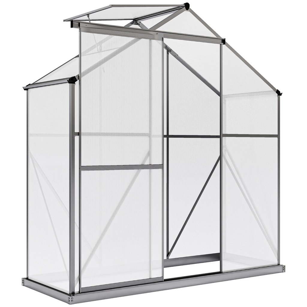 Outsunny 6 x 2.5ft Polycarbonate Greenhouse, Dark Grey (Product Only - No assembly)