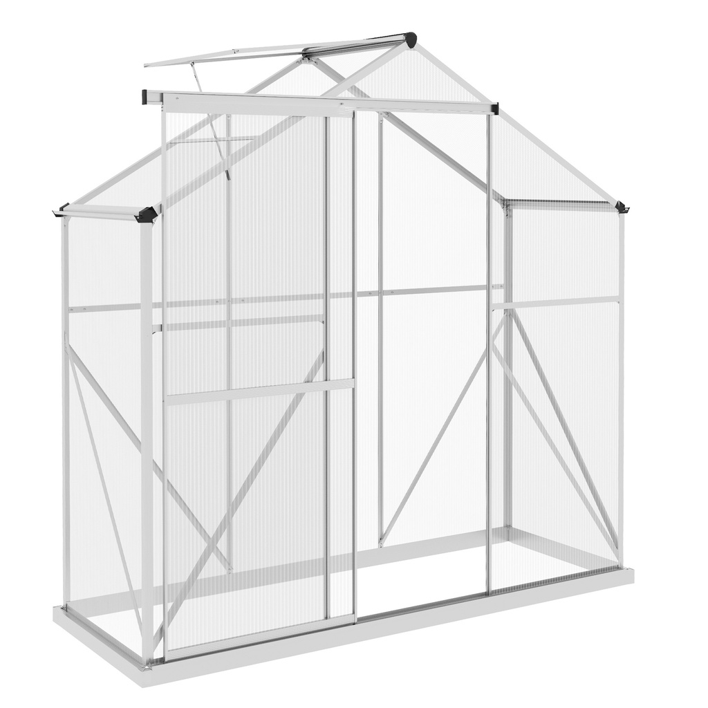 Outsunny 6 x 2.5ft Polycarbonate Greenhouse, Silver (Product Only - No assembly)