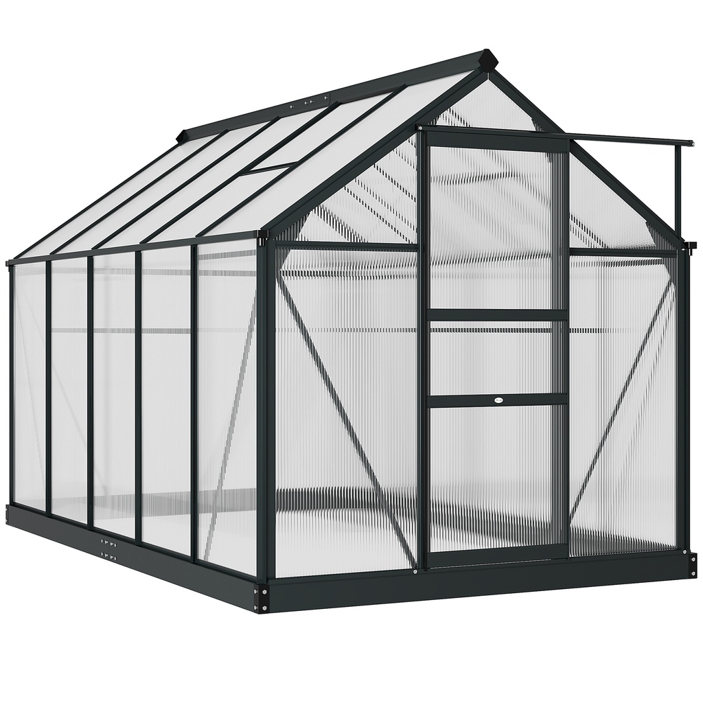 Outsunny 6 x 10ft Polycarbonate Greenhouse, Grey (Product Only - No assembly)