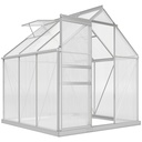 Outsunny 190 x 190cm Polycarbonate Greenhouse, Silver