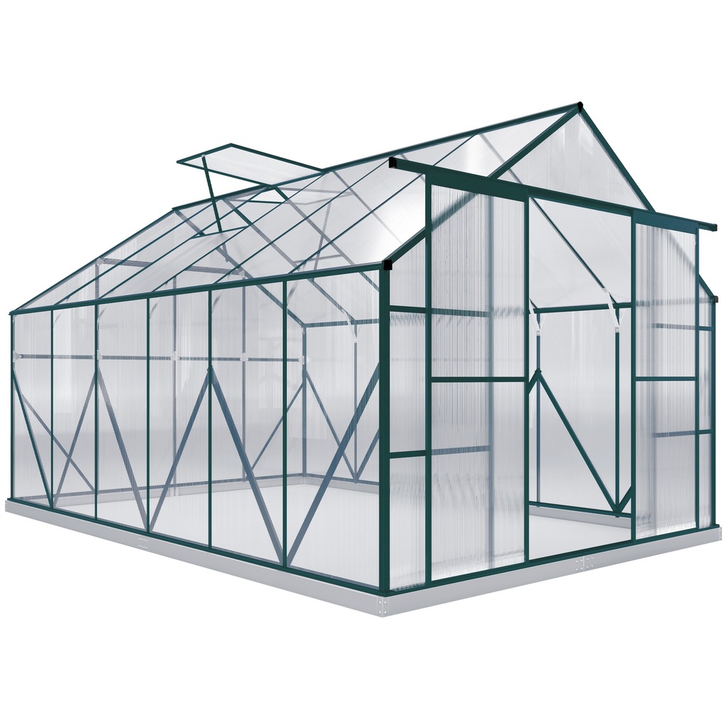 Outsunny 8 x 12ft Polycarbonate Greenhouse, Green (Product Only - No assembly)