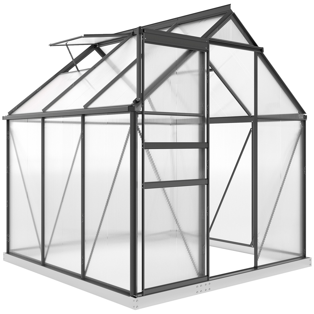 Outsunny 190 x 190cm Polycarbonate Greenhouse, Grey (Product Only - No assembly)