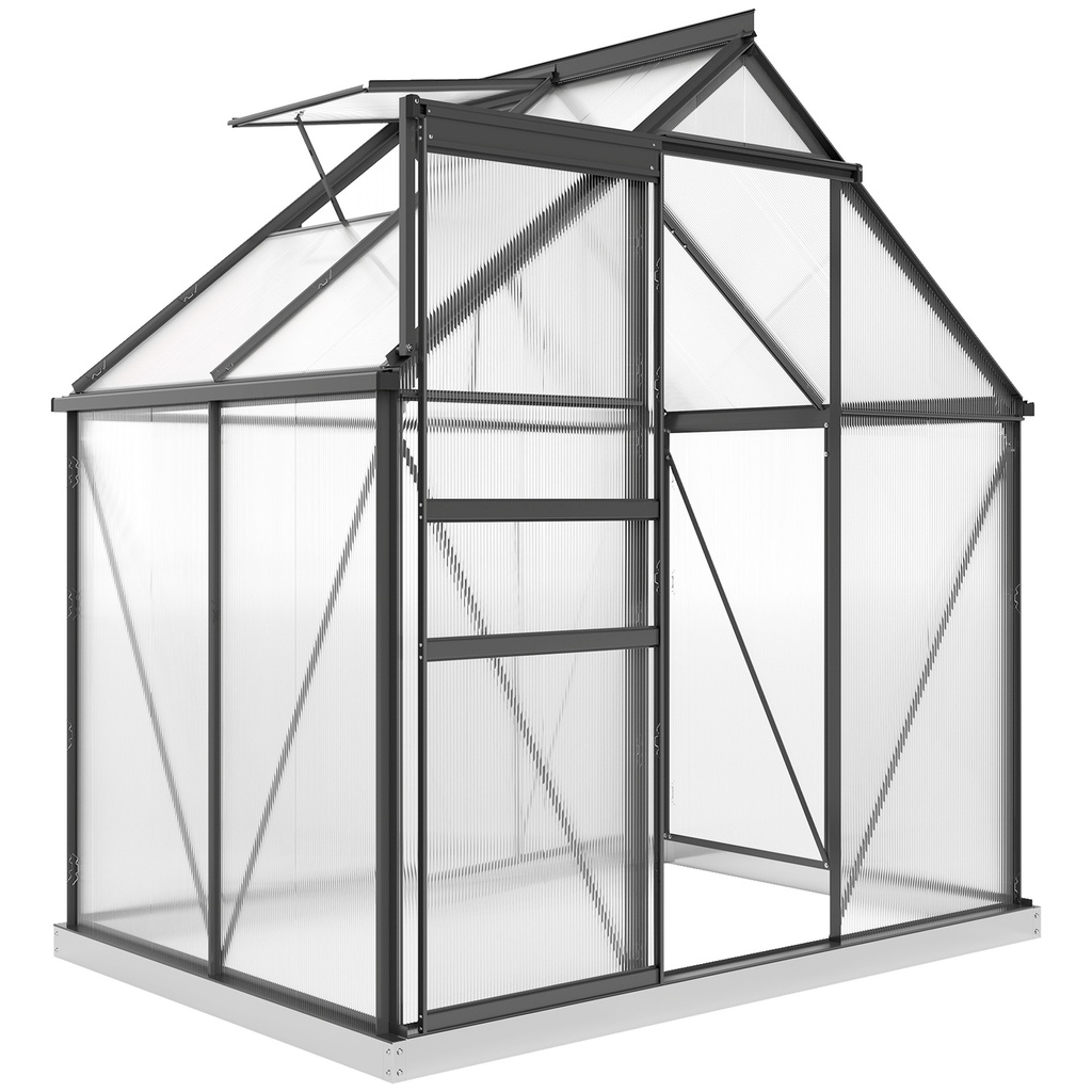 Outsunny 192.5 x 131cm Polycarbonate Greenhouse, Grey (Product Only - No assembly)