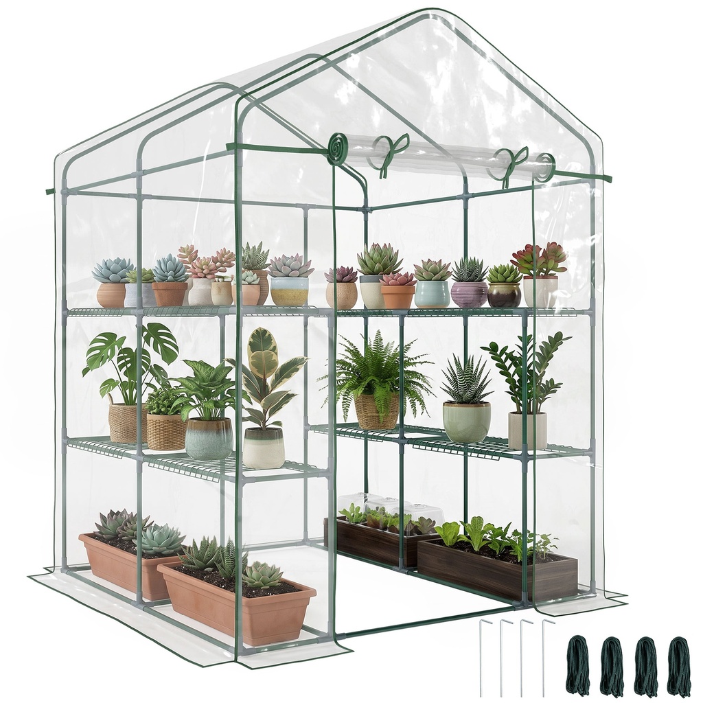 Outsunny 143 x 143cm Walk-in Greenhouse, Green / Clear (Product Only - No assembly)