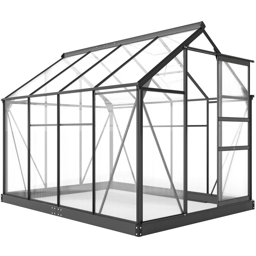 Outsunny 6 x 8ft Polycarbonate Greenhouse, Grey (Product Only - No assembly)
