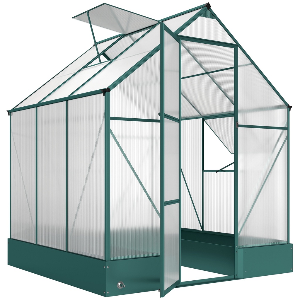 Outsunny 6 x 6ft Polycarbonate Greenhouse, Green (Product Only - No assembly)