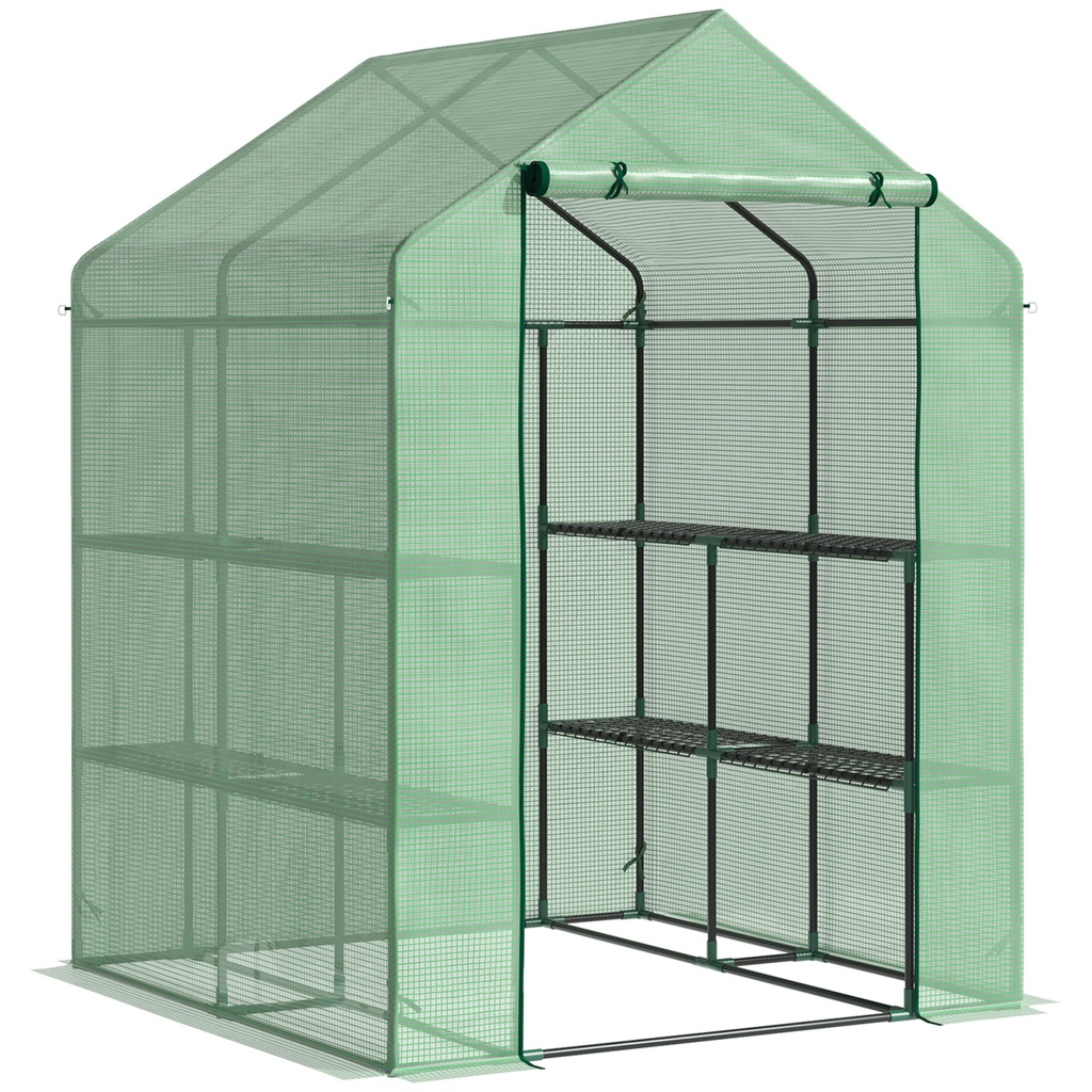 Outsunny 143 x 138cm Walk-in Greenhouse, Green (Product Only - No assembly)