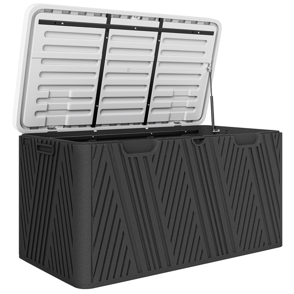 Outsunny 380L Plastic Garden Storage Box, Black and Grey (Product Only - No assembly)